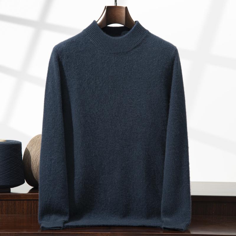 Men's Half-High Collar Thickened Cashmere Sweater - Soft Seven-Gauge Knit for Autumn/Winter