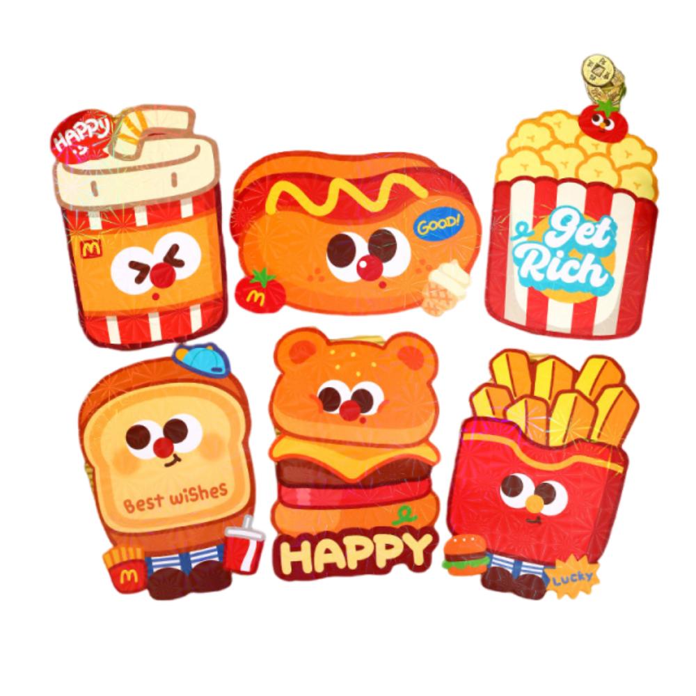 6Pcs Cartoon Chinese Snake Year Red Envelope Blessings Printing Traditional New Year Money Envelope Mixed Pattern Best Wishes