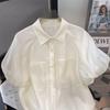 French Retro Puff Sleeve Chiffon Shirt for Women in Summer New Loose Short-sleeved Top
