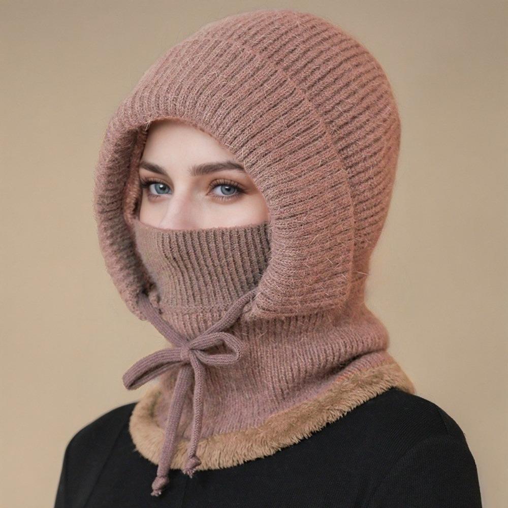 **Women Knit Balaclava Face Mask Neck Warmer Ear Flap Fleece Lined Outdoor Cycling Winter**
