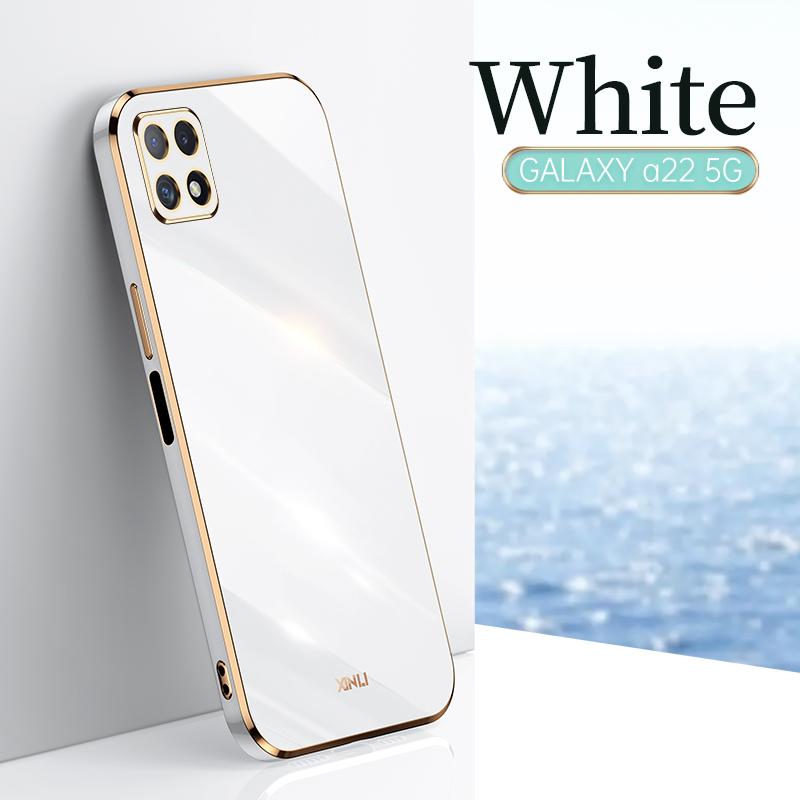 

For Samsung Galaxy A22 5G Case Luxury Square Plating SM-A226B, SM-A226B/DS Phone Case ShockProof Silicone Back Cover Fundas For Galaxy A22 5G&Case & Strap