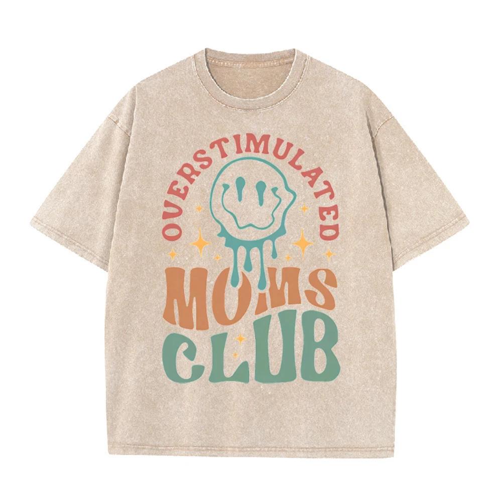 2026 Estate Donna Sovrastimolata Club Mamme Stampa Maglietta Divertente Regalo Mamma Cotone Manica Corta alla Moda Festa della Mamma Casual Streetwear