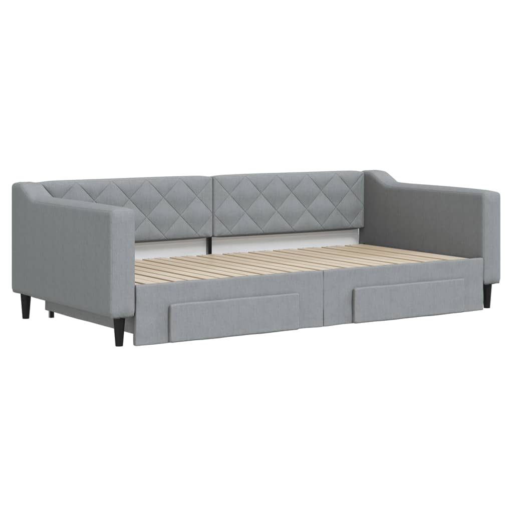 Vidaxl Sofa Rozsuwana Z Szufladami, Jasnoszara, 100X200 Cm, Tkanina