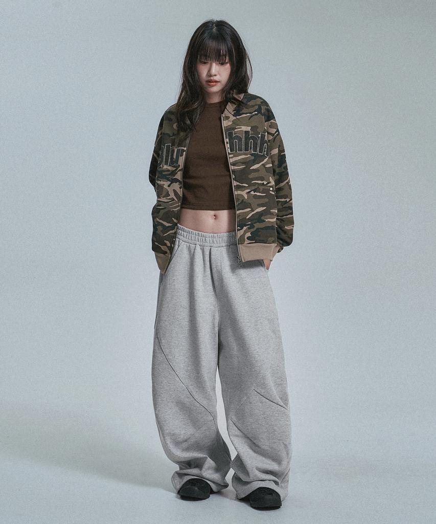 MOO Curved Line Dart Balloon Sweatpants - Gray