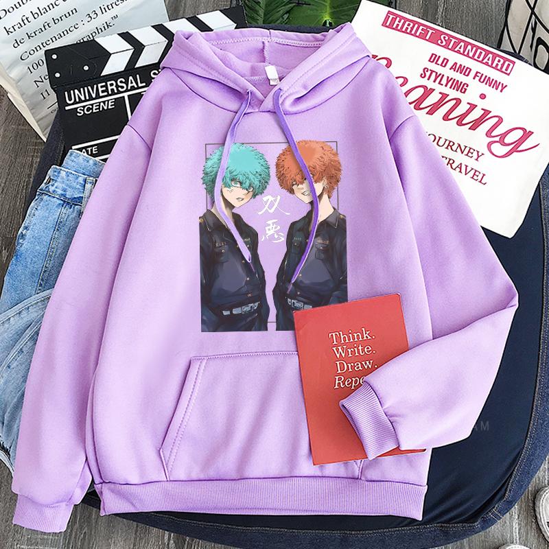 Japanese Anime Tokyo Revengers Harajuku Hoodies Manga Nahoya Kawata And Souya Kawata Twin Brothers Long Sleeve Sweatshirts