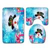 Christmas Waterproof Shower Curtain Four-Piece Floor Mat Combination Set Household Door Mat Bedroom Living Room Carpet