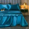 Satin Flat Bed Sheet Smooth  Luxury Satin Silk Bedding Set with Duvet Cover Bed Sheet 1 Duvet Cover+1 Bed Sheet+2 Pillowcases