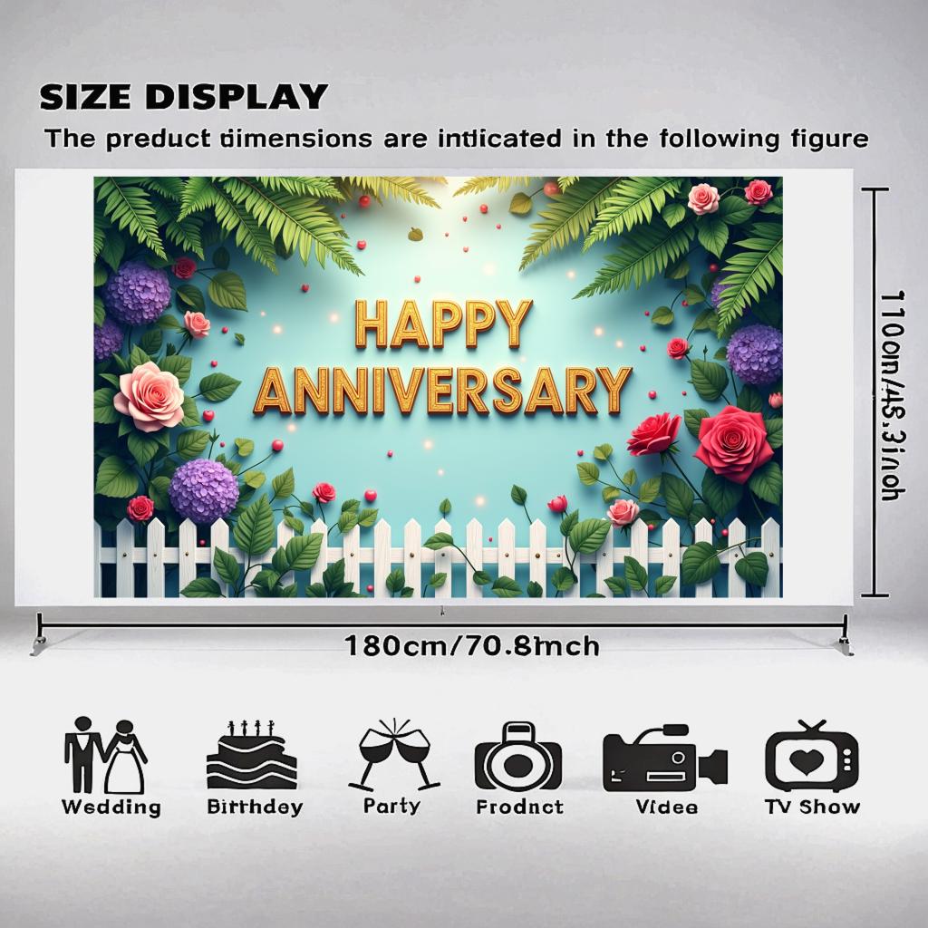 Party Backdrop Easy-to-hang Outdoor Photo Anniversary Elegant Celebration for Garden