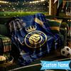 Custom Name Al Nassr Football Club Crest Flannel Blanket, Use for Birthday/Holiday Gift, Soft Blanket for Sofa/Bed/Camping/Office, Home Decor