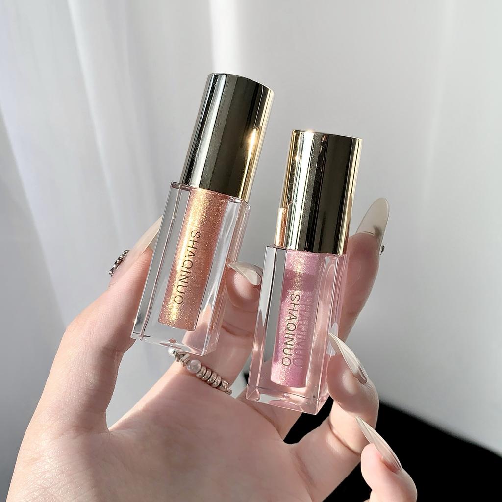 SHAQINUO Glittering Mirror Lip Glaze Set, Watery Shimmering Light Lip Gloss Makeup 6 , Hydrating Moisturizing, Long Lasting