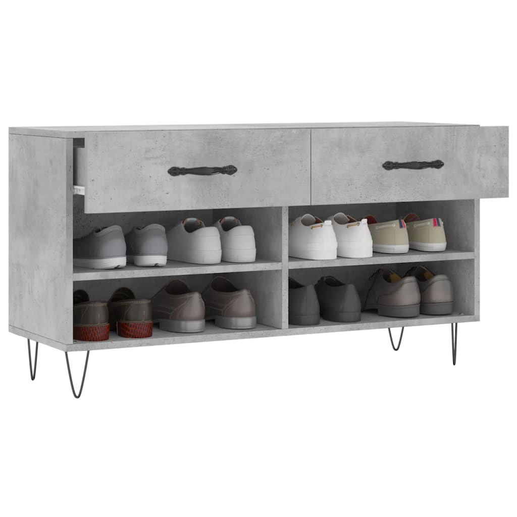 Vidaxl Bench With Shoe Storage, Concrete Grey, 102X35X55 Cm