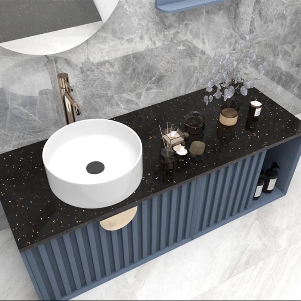 Waterproof Oil-proof  Black Quartz Stone Marble Wallpaper Contact Paper PVC Self Adhesive Bathroom Kitchen Countertop  Decor