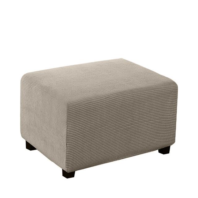 Jacquard Ottoman Stool Cover Stretch Footrest Dust Slipcover For Living Room Plush Non -Slip Chairs Protector L Xl Size Home Use Decor