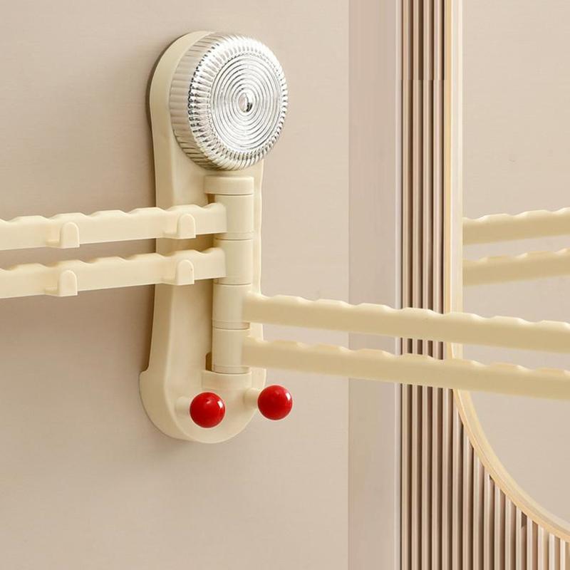 Bathroom Rotating Sucker Towel Rack Cloth Drain Holder Multi Link Wall Mounted Drain Stand Kitchen Storage Sheif Hanging Rod
