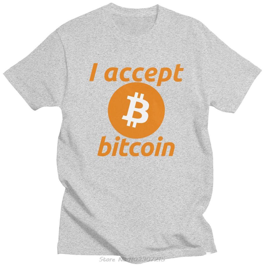 Cool I Accept Bitcoin T Shirt Men's O-neck Short-Sleeve Cryptocurrency Printed Tshirt Pure Cotton Streetwear Blockchain Tee Tops