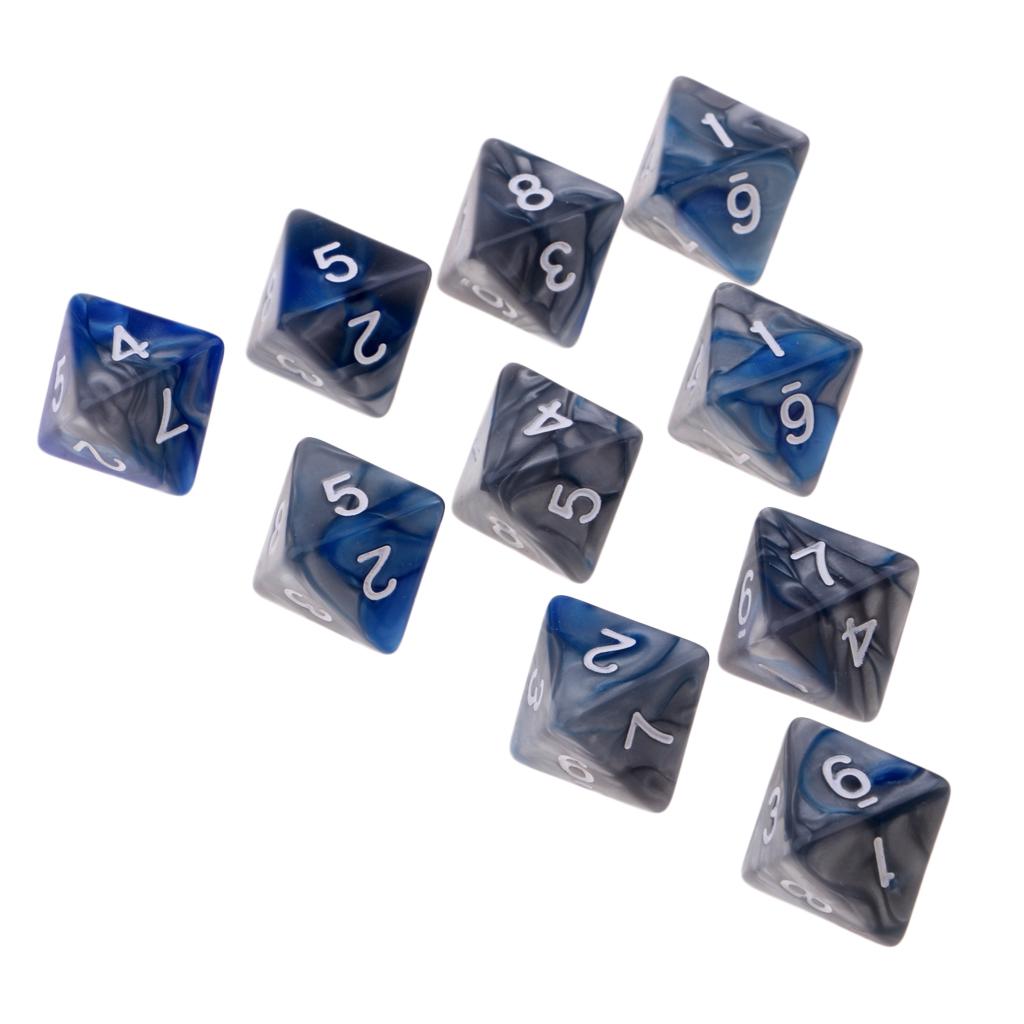 10 Pieces Polyhedral Dice Collection Multi-sided Dice D8 for TRPG D Dragons Game 8-sided Dice Collection CHINA