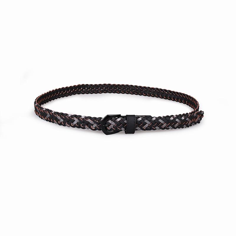 European and American New Women's Spray Painted Buckle Head Mixed Color Braided Belt for Women Candy Color Pin Buckle Sweet Handmade Belt