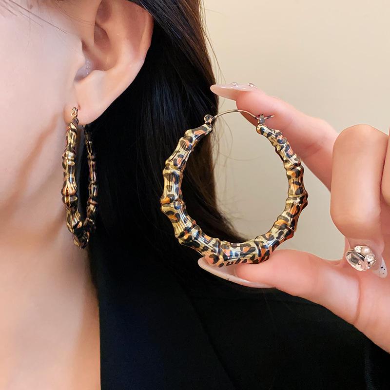 High-End Retro Leopard Print Herzohrringe - Silber Stecker Nische Maillard Stil für Damen