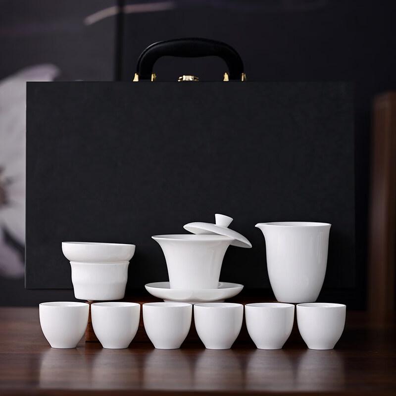 

Pure White Ceramic Gaiwan Tea Set