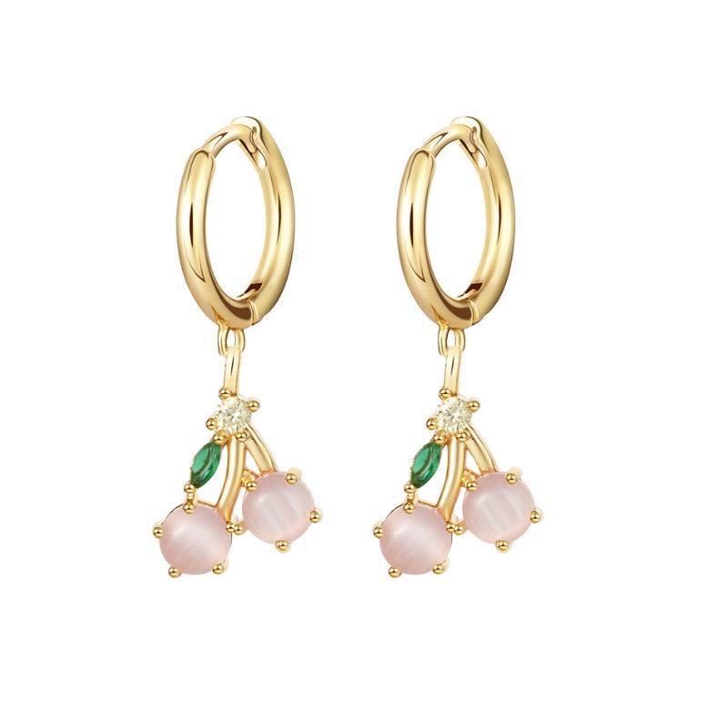 

Fashion Cubic Zirconia Fruit Small Hoop Earrings for Women Stainless Steel Cherry Cartilage Piercing Earrings Trend Jewelry