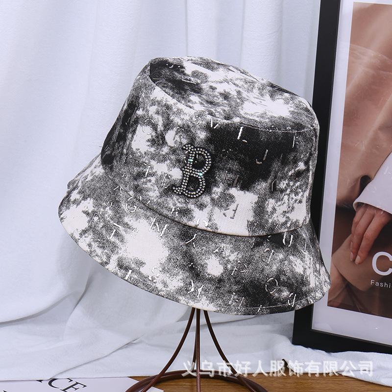 

Весенне-летняя шляпа рыбака со стразами и алфавитом, детская мода, повседневная, универсальная, для путешествий на открытом воздухе, для затемнения и демонстрации, шляпа для умывания M（56-58cm）