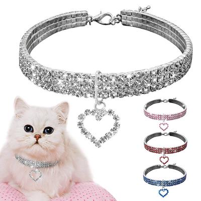 Puppy Dog Crystal Collars Kitten Cat Necklace Charm Rhinestone Pendant Jewelry