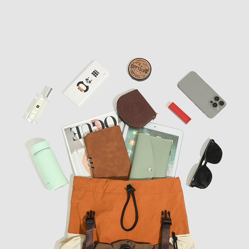 Large Capacity Travel Backpack Women's Lightweight Drawstring Backpack Color Block Student Schoolbag