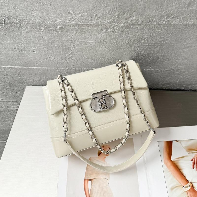 Premium Sense Small Fragrance Chain Small Square Bag Single Shoulder Armpit Top Layer Cowhide Bag for Women