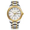 Top Fashion Men's Diamond Double Calendar Waterproof Luminous Watch Solid Stainless Steel Strap Butterfly Buckle Business Clock Male Gold