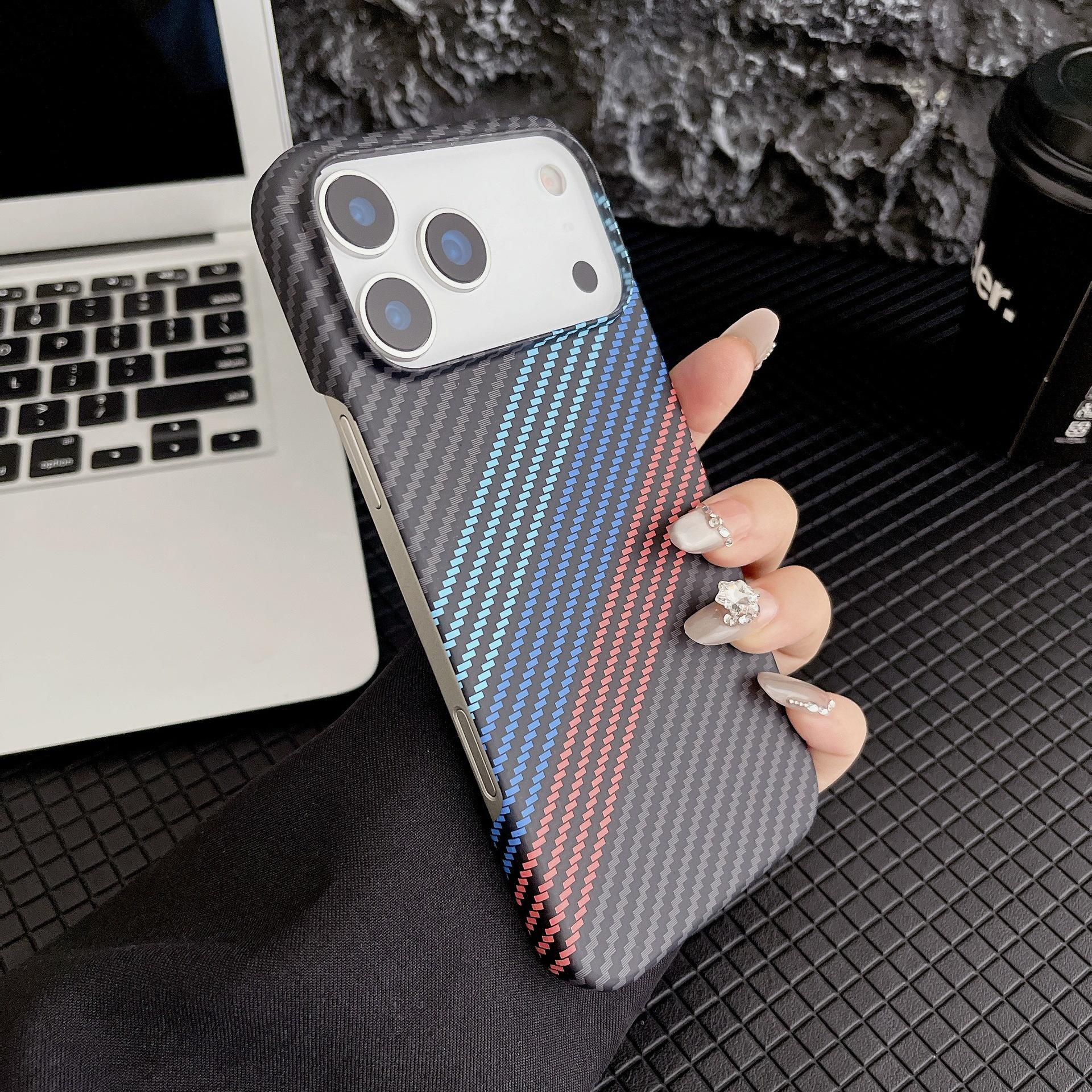 Apple iPhone 17 Pro Max Carbon Fiber Texture Kevlar Frosted Protective Case iPhone 15