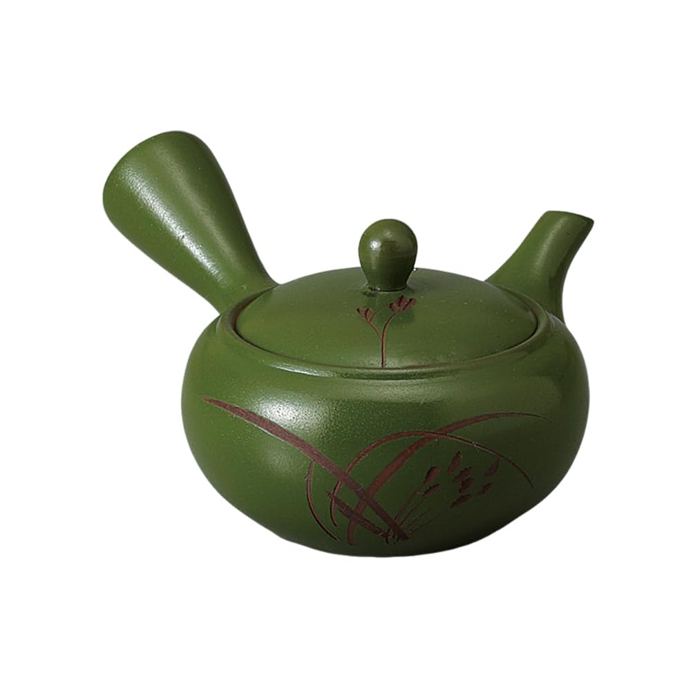 

Ale-net Teapot, 360cc, 2-go Green Clay Orchid (Bezel Pattern), Porcelain, Made in Japan, Stylish