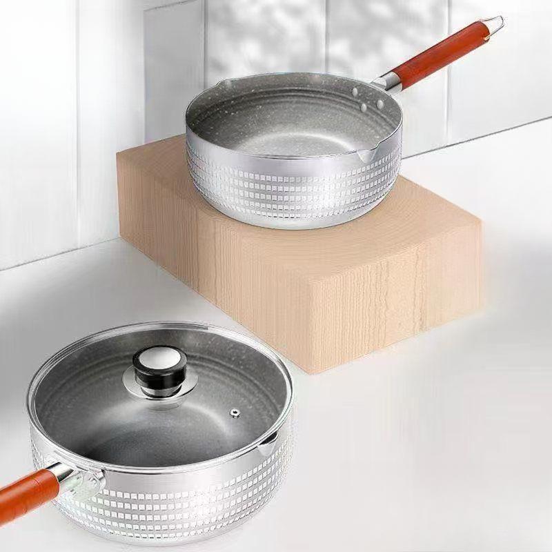 Snow Flat Pot Wheat Rice Stone Milk Pot Non Stick Pot Small Pot Commercial Complementary Food Pot Boiled Noodles Soaked Noodles Pot