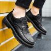 Office Men's Leather Shoes Black Round Toe Male Casual Brogue Shoe Social 2025 Trend Cowhide Low Price Free Delivery Shipping Pu