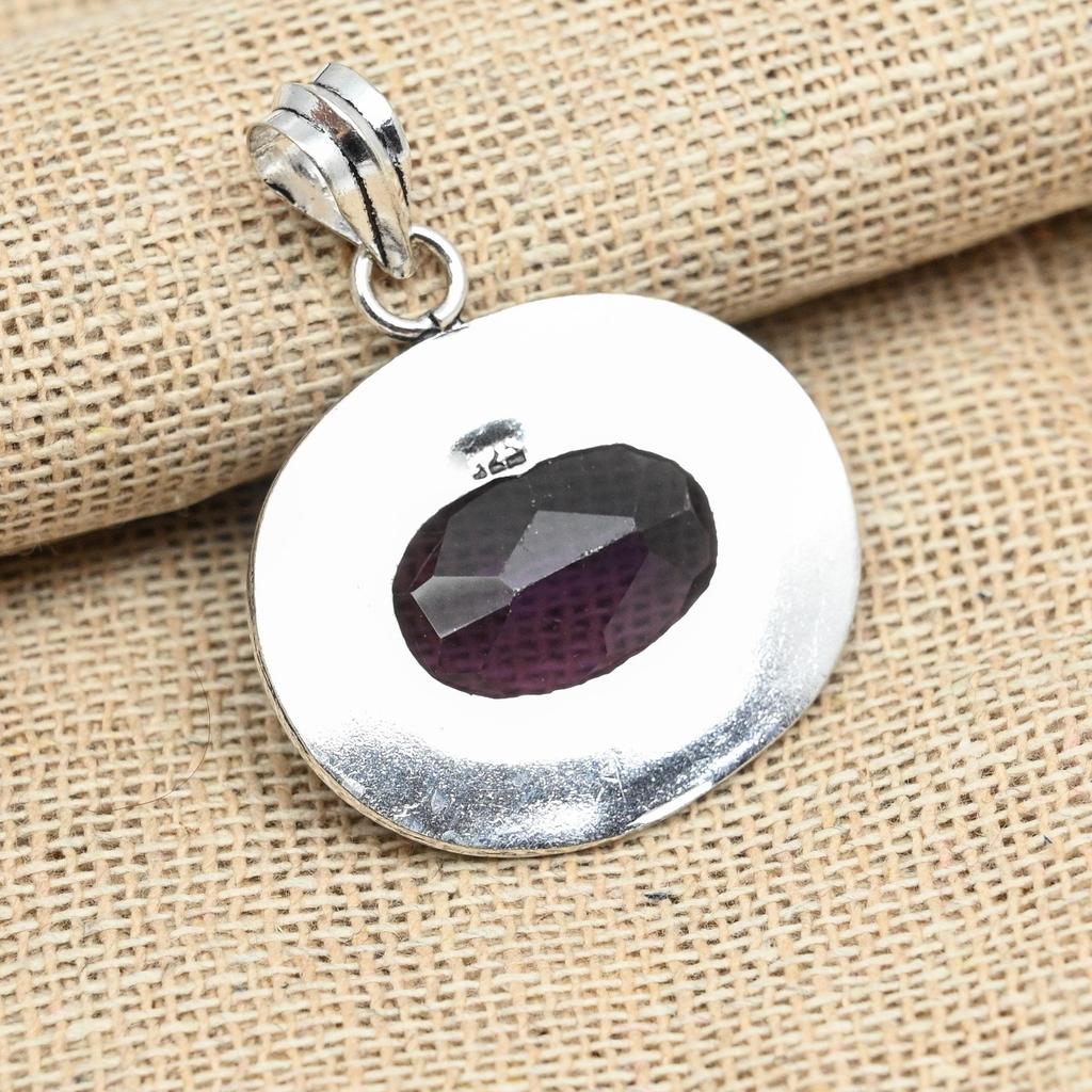 AAA+ Amethyst Gemstone 925 Solid Sterling Silver Handmade Silver Pendant Jewelry