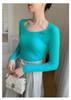 Women's Slimming Off-Shoulder Cashmere Knit Top - Round Neck, Ribbed, Elegant Wool Sweater