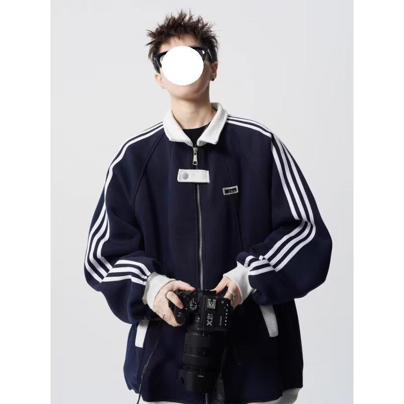 Gestreifte Varsity-Jacke im College-Stil für Teenager: Herbst/Winter Colorblock Patchwork Trend