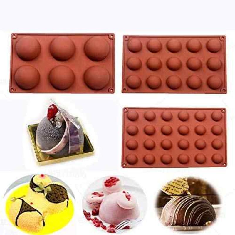 Multi-Cavity Silicone Mold for Mooncakes Chocolate Mousse Cake Filling Semi-Sphere Baking Decorations DIY Dessert Making