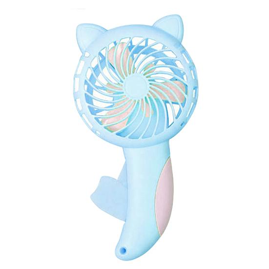 

Студенческий вентилятор Сильный ветер Удобная рукоятка Дизайн кошки Мини ручной вентилятор с нажимным механизмом для дома синий
