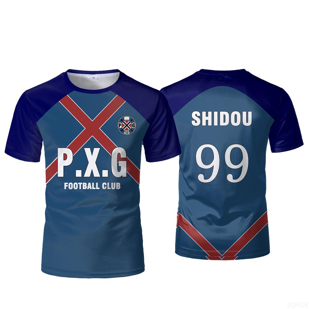 Japonské Anime Blue Lock PXG RIN Týmové Uniformy Dres Fotbalové Tričko Pět na Pět Cosplay Kostým Pánské Sportovní Topy s Kulatým Výstřihem