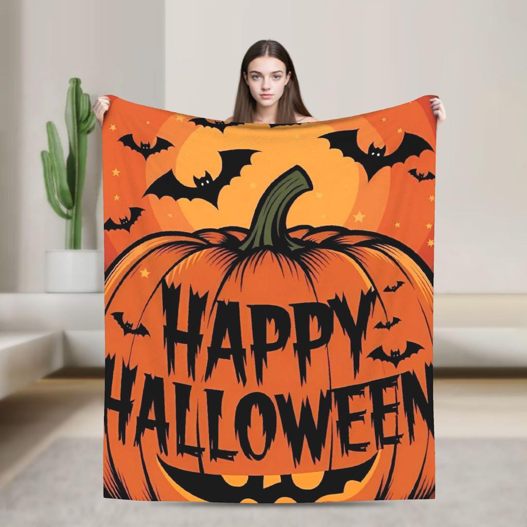 Halloween Theme Pattern  Flannel Blanket Spring  Super Soft Throw Blanket Home Decor Comfortable Bedspread Sofa Bed Cover