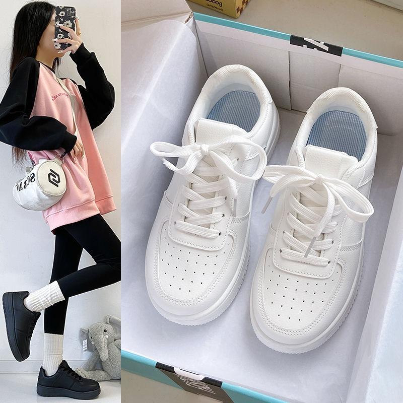 Black shoes women's new versatile student high value thick baseplate shoes waterproof black women's shoes