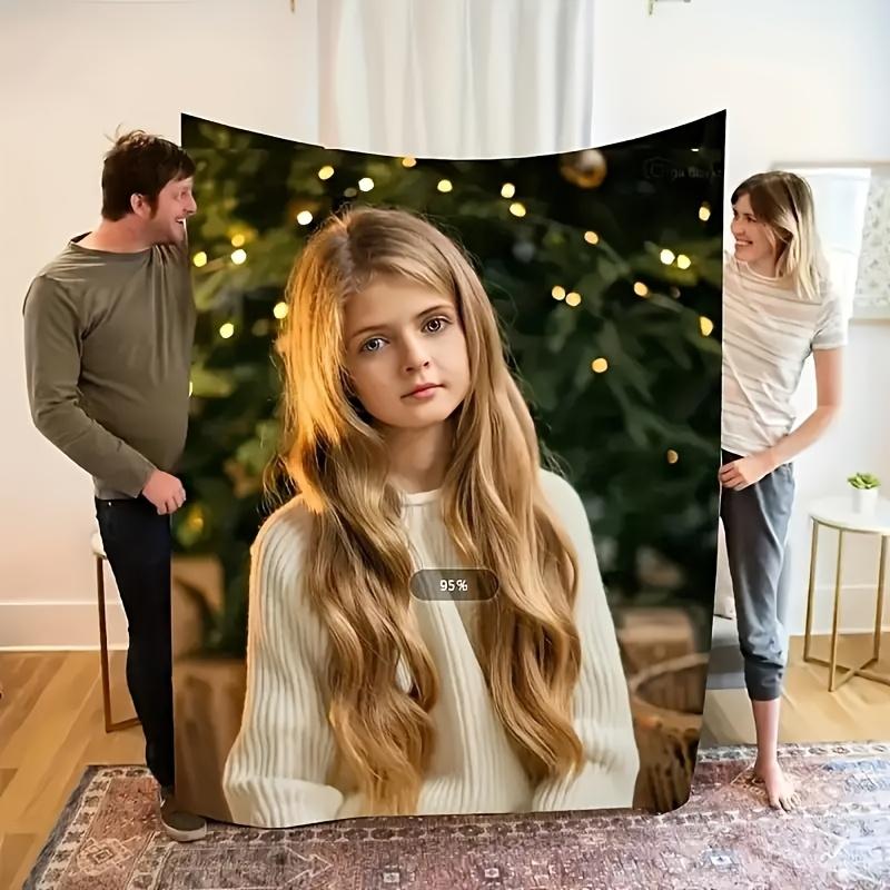 Custom Golden Retriever Blanket Cute Dog Portrait Personalized Name Fleece Throw All Season Soft Warm Bedding Home Decor Gift
