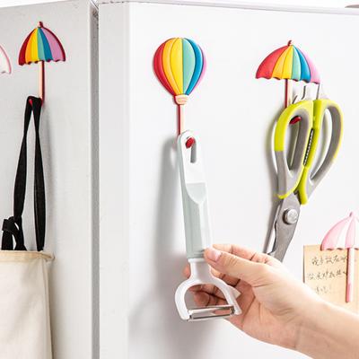 Cute Rainbow Umbrella Balloon Fridge Magnet with Bendable Hook Magnetic Sticker for Message Creative Resin Refrigerator Magnet Wall Decoration
