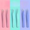 2pcs Stainless Steel Precision Tweezers, Color Scrapbook Tweezers, Straight And Curved Head Tweezers, P-ink/Green/Purple