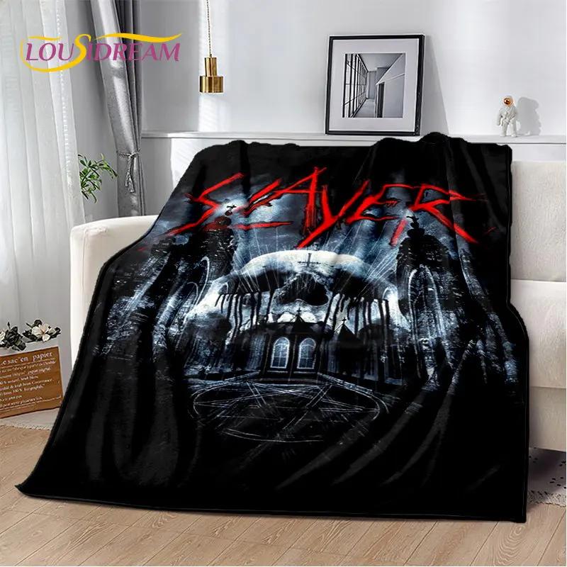 Slayer Heavy Metal Band Weiche Plüschdecke, Flanelldecke, Überwurfdecke für Wohnzimmer, Schlafzimmer, Bett, Sofa, Picknick-Abdeckung, warme Kinder
