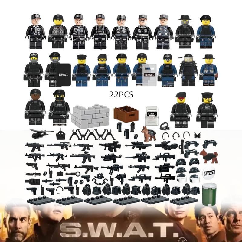 Military Police Building Blocks Set 22pcs Abs Plastic Diy Figure Toy For Boys