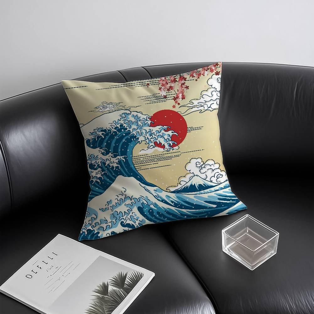 

Japanese Ocean Day Pillow Case Anti-dustmite Invisible Zipper Sofa Bed 12x12Inch
