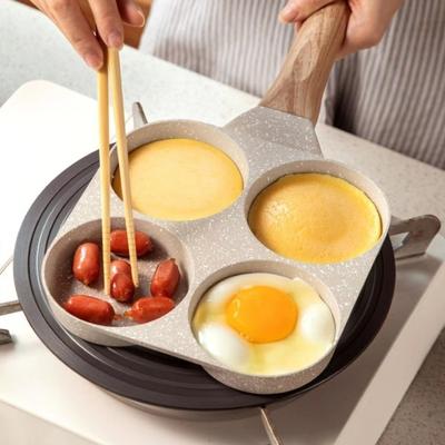Cooker Mold Frying Pan 4 Holes Flat Bottom Pan New Non-Stick Pancake Pan Induction Cooker