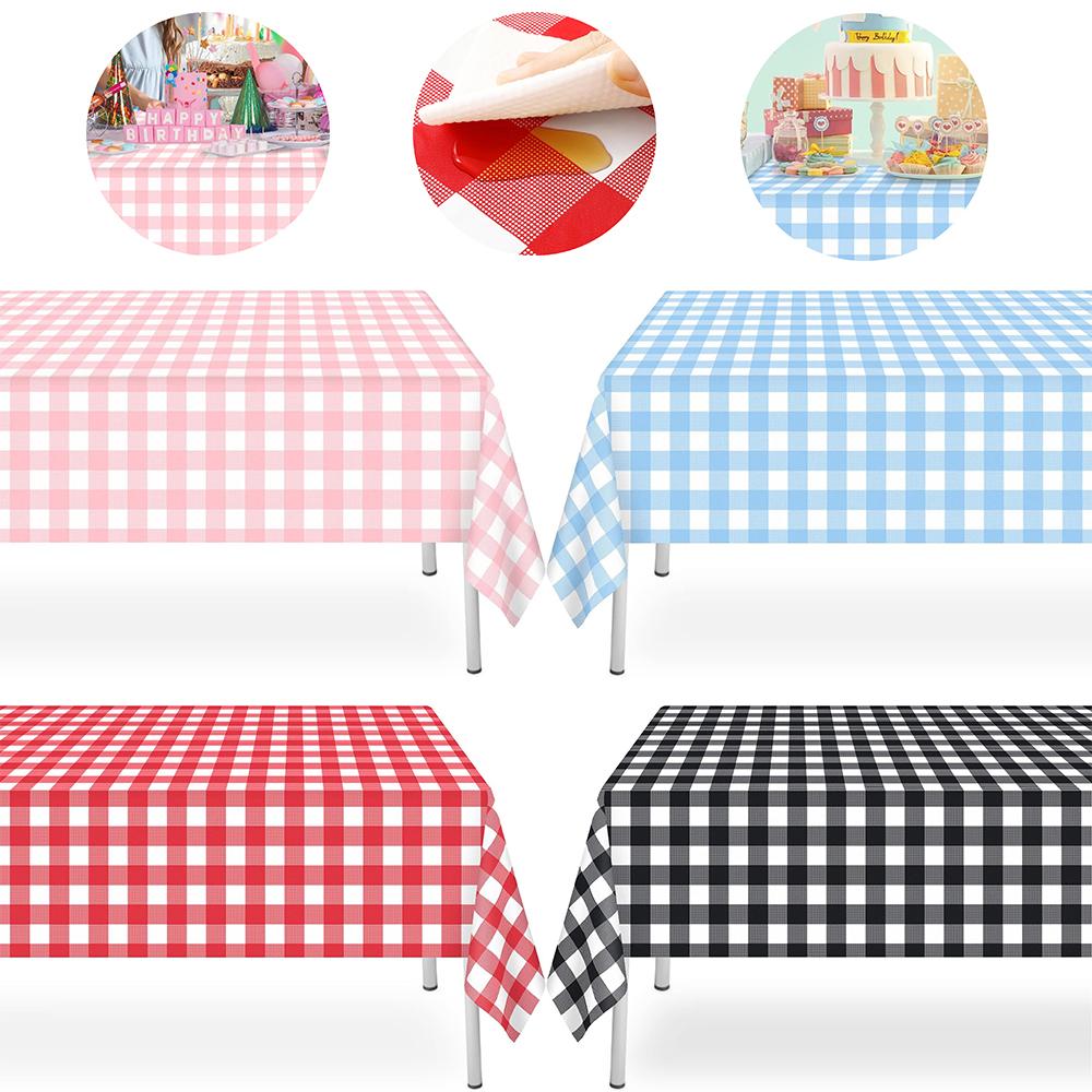 1/3pcs Disposable Checkered Tablecloth Plastic Rectangle Party Table Cover Picnic