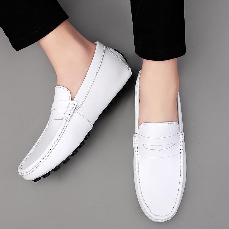 Doudou Shoes Men's Shoes One Foot Lazy Spring and Autumn Soft Invisible Inner Heightening Loafer Leather Shoes Men